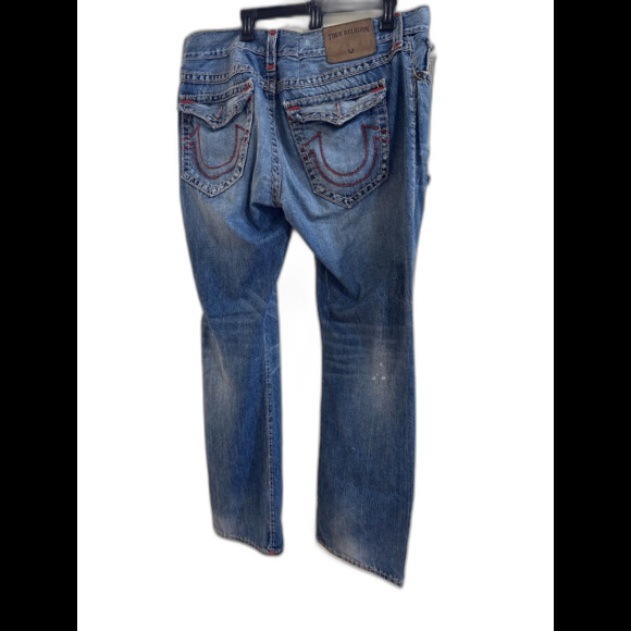True Religion Men's Ricky Relaxed Straight Jeans Size 40 DistressedRed Stitching - Picture 11 of 11